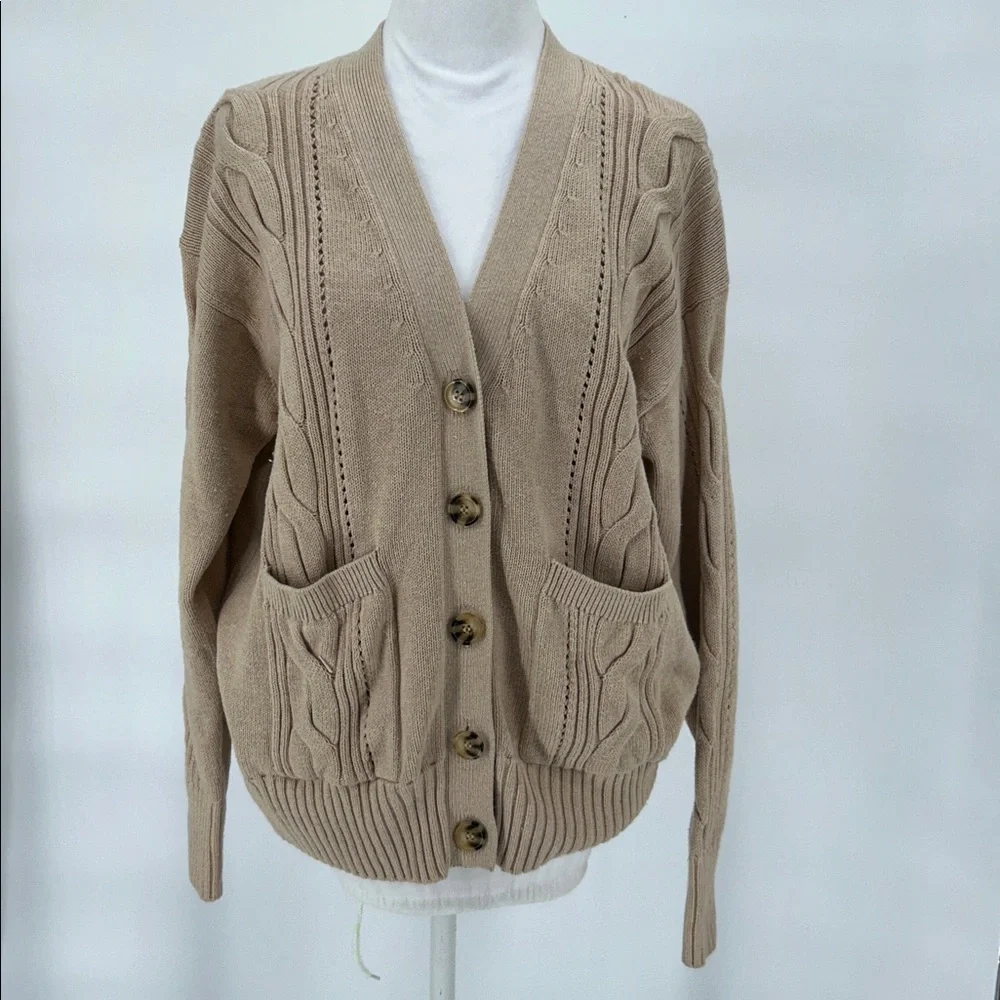 MINNIE ROSE COTTON CASHMERE OVERSIZED CARDIGAN BROWN SUGAR SIZE O/S - Picture 4 of 10